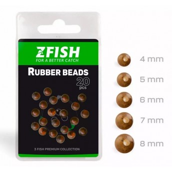Zfish Gumov&eacute; kor&aacute;lky Rubber Beads 20 ks - Průměr 5 mm