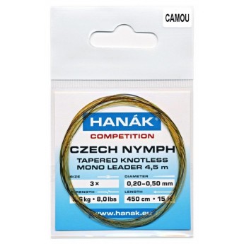 Návazec HANÁK Competition Czech Nymph monofilní ujímaný CAMOU